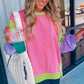 Exposed Seam Color Block Long Sleeve Sweatshirt