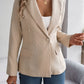 Decorative Pocket Flap Lapel Collar Long Sleeve Blazer