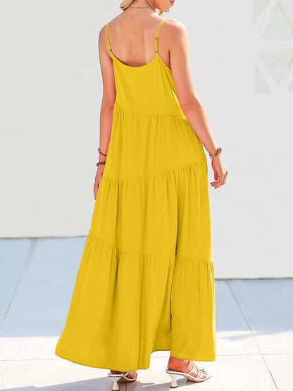 Ruched Tiered Spaghetti Strap Dress
