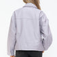 Drawstring Hem PU Leather Zip Up Jacket