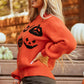 Pumpkin Pattern Round Neck Sweater