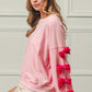 Velvet Ribbon Bows Long Sleeve Round Neck Sweatshirt