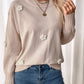 Flower Round Neck Long Sleeve Sweater