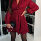 Layered Surplice Long Sleeve Mini Dress