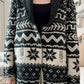 Snowflakes Collared Neck Long Sleeve Cardigan