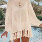 Openwork Tassel Hem Long Sleeve Knit Cover Up