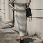 Striped Round Neck Long Sleeve Dress