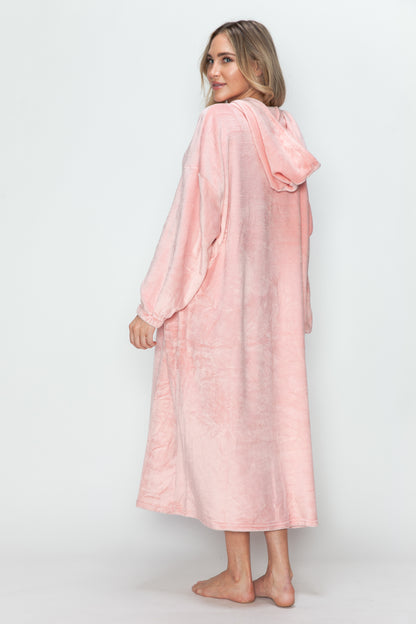 Pocketed Hooded Midi Lounge Dress