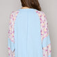 Round Neck Balloon Floral Long Sleeve Top