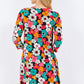 Floral Three-Quarter Sleeve Dress with Pockets