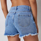 Distressed Raw Hem Denim Shorts