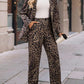 Leopard Lapel Collar Long Sleeve Blazer and Pants Set