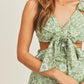 Floral Side Cutout Ruffled Mini Dress