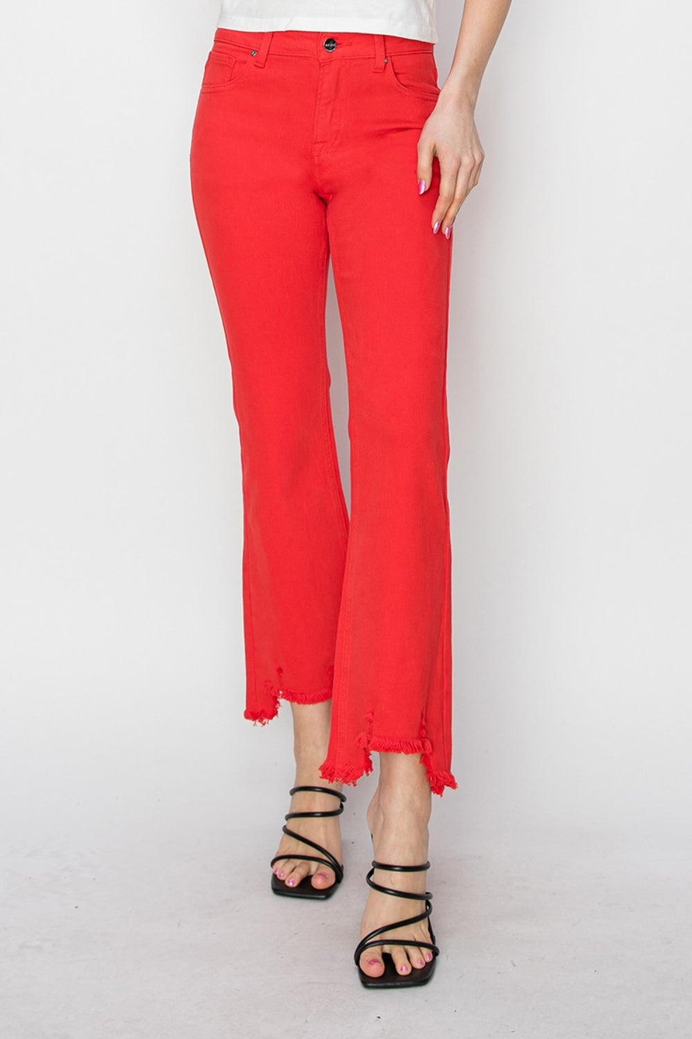 RISEN Mid Rise Step Hem Cropped Pants