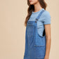 Wide Strap Denim Overall Dress with Pockets