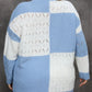 Plus Size Openwork Color Block Long Sleeve Sweater