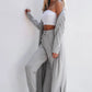 Open Front Long Sleeve Cardigan and Pants Lounge Set