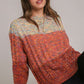 Cable-Knit Color Block Round Neck Long Sleeve Sweater