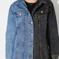 Raw Hem Contrast Collared Neck Denim Top