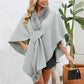 Fuzzy Trim Open Front Poncho