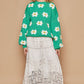 POL Daisy Pattern Drop Shoulder Sweater