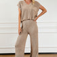 Pocketed V-Neck Top and Wide Leg Sweater Set