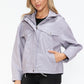 Drawstring Hem PU Leather Zip Up Jacket