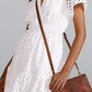 Eyelet Notched Short Sleeve Mini Dress