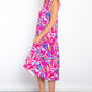 Print Ruffled Midi Dress with Pockets