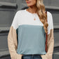 Contrast Round Neck Long Sleeve T-Shirt