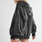 Exposed Seam Zip Up Drawstring Hooded Jacket