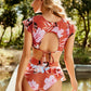 Tied Printed Cap Sleeve Two-Piece Swim Set