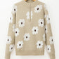 Flower Half Zip Long Sleeve Sweater