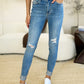 Judy Blue Mid Rise Destroy & Cuff Skinny Jeans