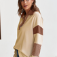 Color Block Johnny Collar Long Sleeve Sweatshirt