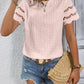 Full Size Eyelet Round Neck Short Sleeve Top