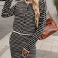 Striped Long Sleeve Top and Skirt Set