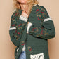 Embroidered Open Front Quilted Jacket with Crochet Pockets