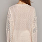 Round Neck Long Sleeve Raw Edge Lace Top