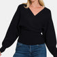 Cross Wrap Rib Long Sleeve Sweater