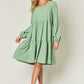 V-Neck Balloon Sleeve Tiered Dress