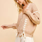 Lace-Up Ribbon Bow Button Down Cardigan