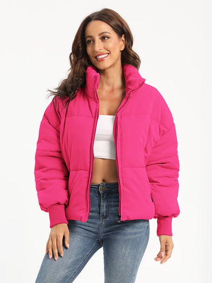 Zip Up Turtleneck Long Sleeve Puffer Jacket