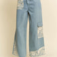 Lace Applique Wide Leg Jeans