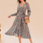 Full Size Printed Surplice Long Sleeve Dress