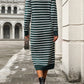 Striped Round Neck Long Sleeve Dress