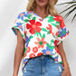 Floral V-Neck Short Sleeve Top