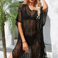 Openwork Lace Up Side Knit Cover Up