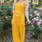 Textured Round Neck Top and Wide Leg Pants Set