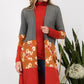 Floral Color Block Open Front Cardigan